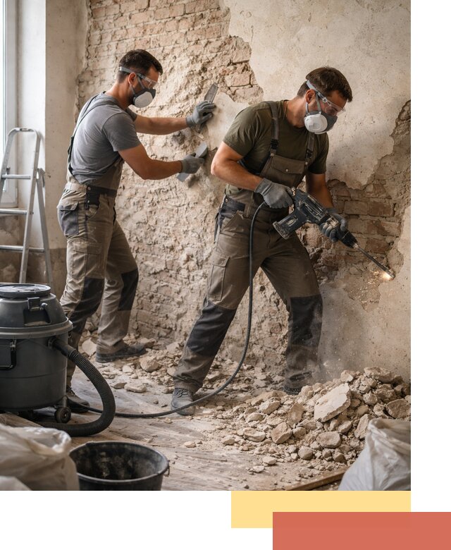 Демонтаж штукатурки со стен в Туймазах быстро и аккуратно