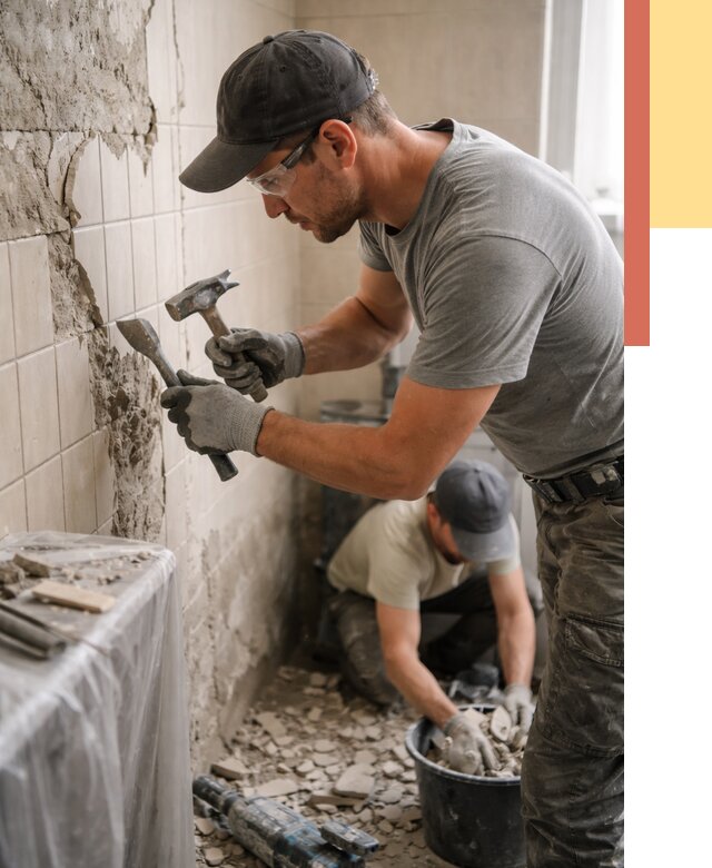 Демонтаж плитки со стен в Туймазах от 866 руб. — быстро и недорого | ОТДЕЛОЧНИК-Тмз