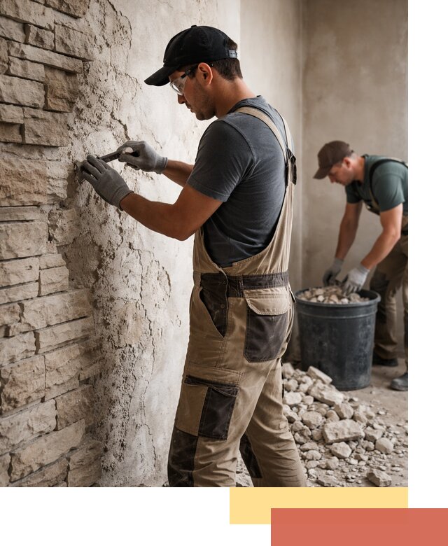 Демонтаж декоративного камня в Туймазах профессионально и безопасно