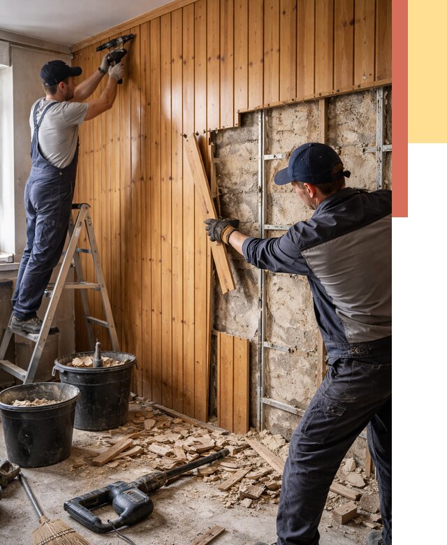 Демонтаж вагонки со стен в Туймазах от 1478 руб. — снятие, удаление, срочно | ОТДЕЛОЧНИК-Тмз