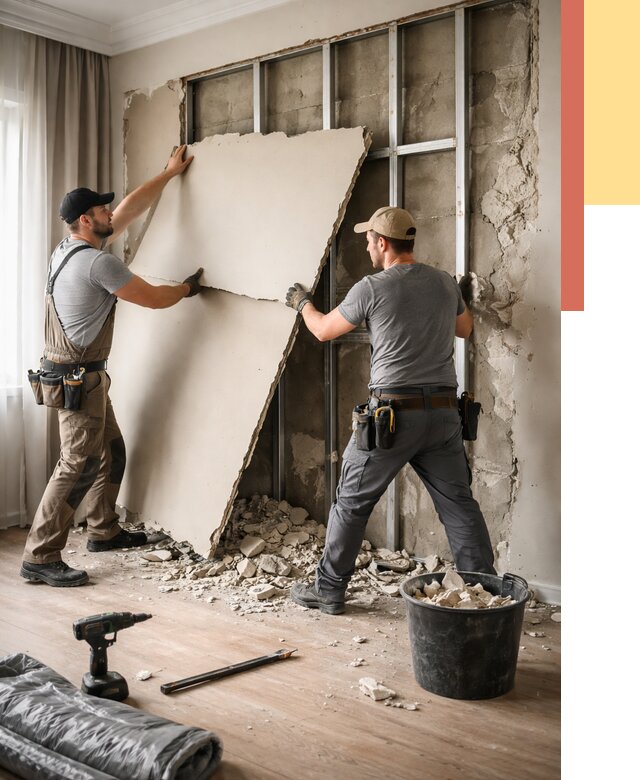 Демонтаж гипсокартона со стен в Туймазах от 357 руб. — услуги демонтажа | ОТДЕЛОЧНИК-Тмз