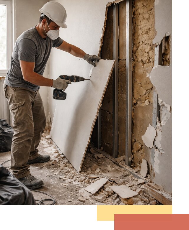 Демонтаж гипсокартона со стен в Туймазах качественно и быстро