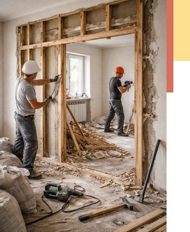 Демонтаж деревянных перегородок в Туймазах от 3261 руб. — быстро и недорого | ОТДЕЛОЧНИК-Тмз