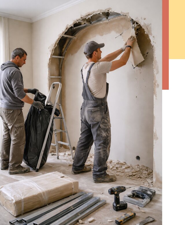 Демонтаж арки из гипсокартона в Туймазах от 3567 руб. — услуги под ключ | ОТДЕЛОЧНИК-Тмз