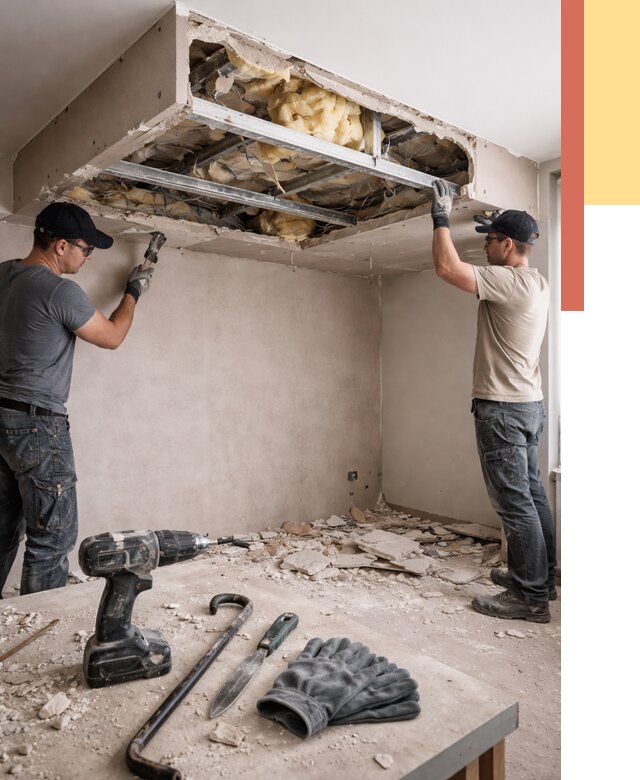 Демонтаж короба из гипсокартона в Туймазах от 1549 руб. — быстро и недорого | ОТДЕЛОЧНИК-Тмз