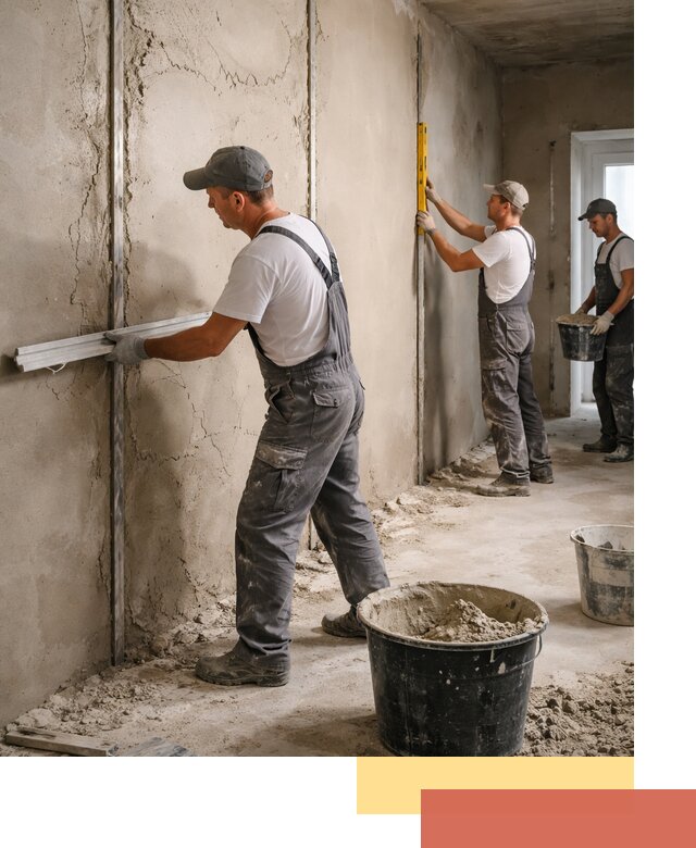 Штукатурка стен по маякам в Туймазах — точная и ровная поверхность