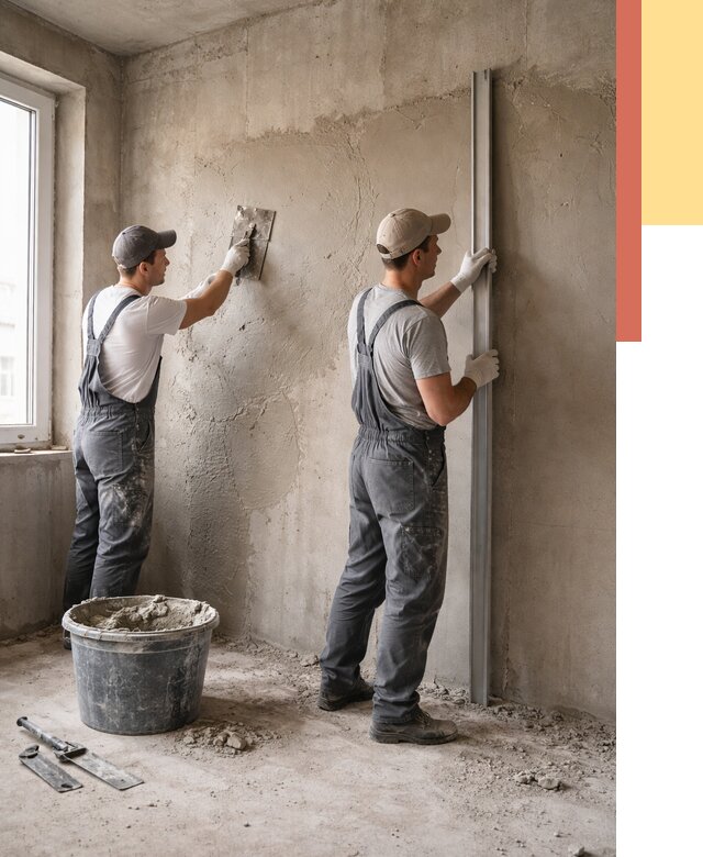 Штукатурка бетонных стен в Туймазах от 4586 руб/м² — качественно и быстро | ОТДЕЛОЧНИК-Тмз