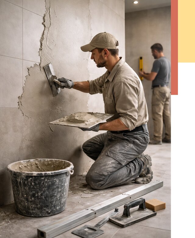 Штукатурка стен в ванной в Туймазах от 4586 руб./м² — выравнивание под ключ | ОТДЕЛОЧНИК-Тмз