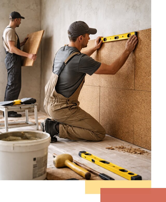 Монтаж пробковых панелей на стены в Туймазах быстро и качественно