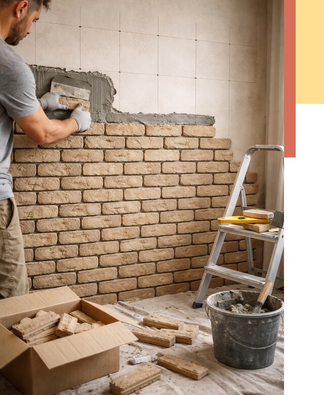 Монтаж декоративного кирпича в Туймазах от 3261 руб./м² — быстро и недорого | ОТДЕЛОЧНИК-Тмз