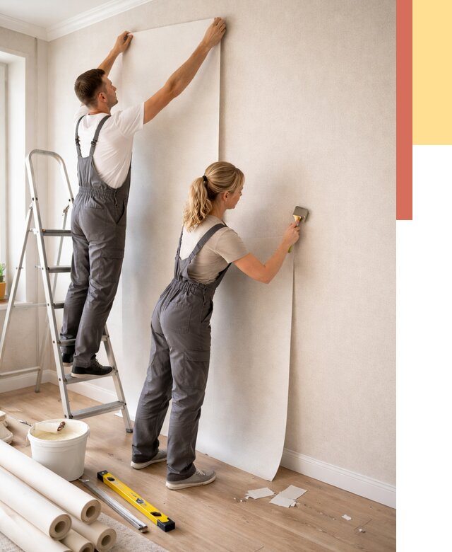 Поклейка флизелиновых обоев в Туймазах от 6114 руб. | Быстро и недорого — ОТДЕЛОЧНИК-Тмз