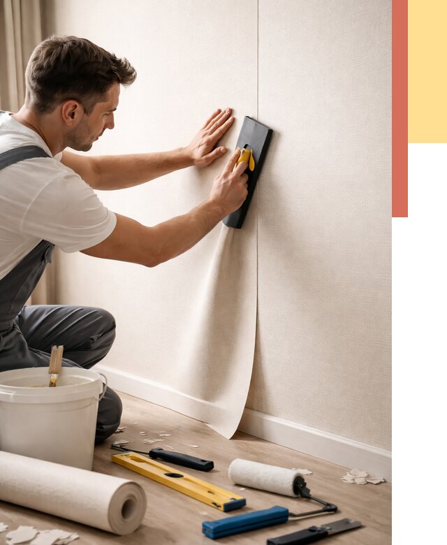 Поклейка виниловых обоев в Туймазах от 4586 руб. | Быстро и недорого — ОТДЕЛОЧНИК-Тмз