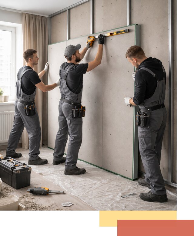 Шумоизоляция стен панелями ЗИПС в Туймазах для жилых и коммерческих помещений