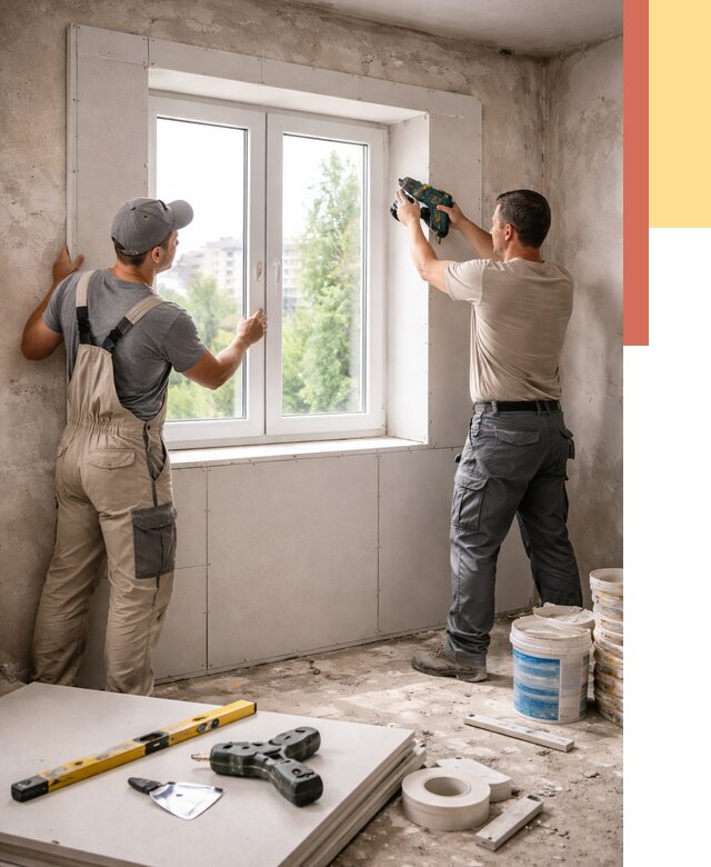 Монтаж откосов из гипсокартона в Туймазах от 4586 руб. под ключ | ОТДЕЛОЧНИК-Тмз