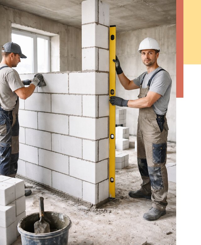 Кладка перегородок из пеноблока в Туймазах от 1834 руб. под ключ | ОТДЕЛОЧНИК-Тмз