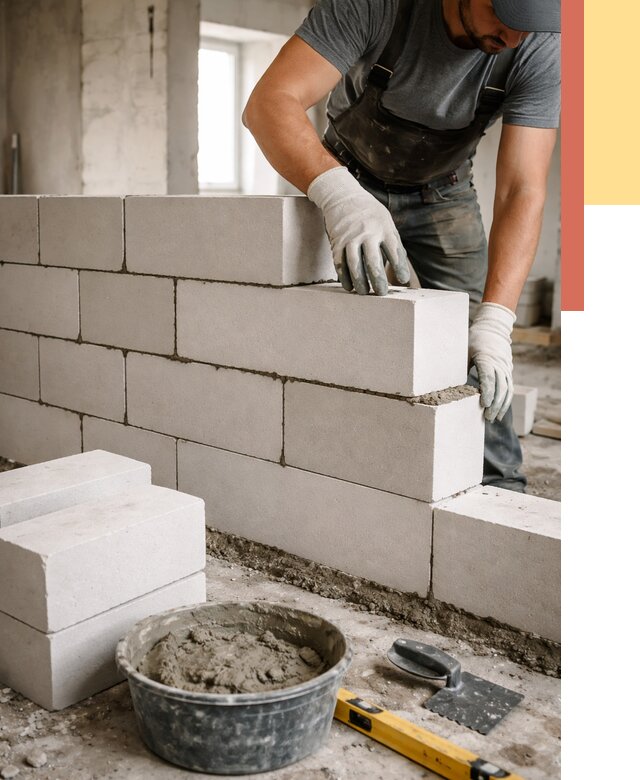 Кладка перегородок из силикатного блока в Туймазах от 4076 руб. под ключ | ОТДЕЛОЧНИК-Тмз