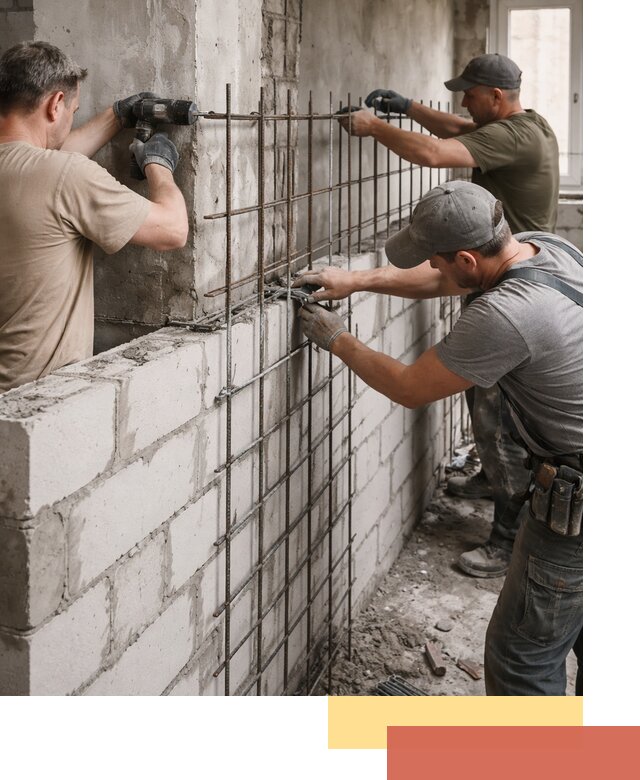 Армирование кладки перегородок в Туймазах профессионально и надёжно