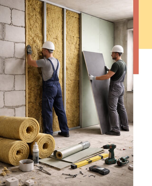 Шумоизоляция перегородок из блоков в Туймазах от 1885 руб./м² — быстро и недорого | ОТДЕЛОЧНИК-Тмз