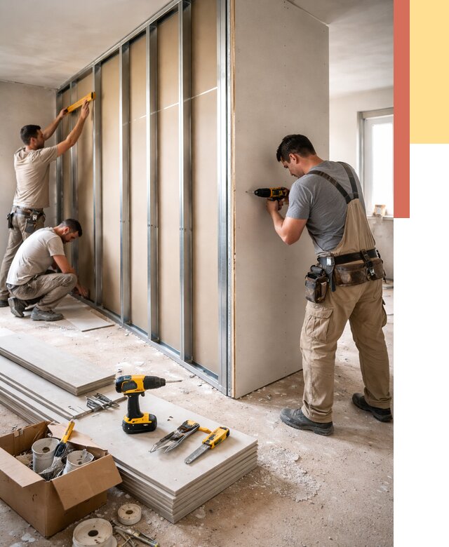 Монтаж однослойной перегородки из гипсокартона в Туймазах от 662 руб. | ОТДЕЛОЧНИК-Тмз