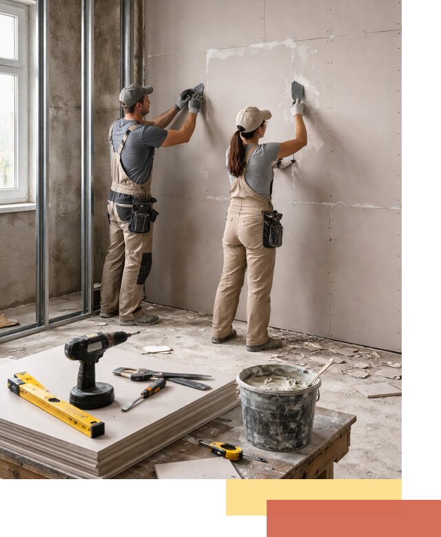 Монтаж двухслойной перегородки из гипсокартона в Туймазах