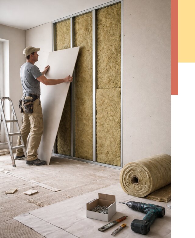 Перегородка из гипсокартона с шумоизоляцией в Туймазах от 3179 руб. | ОТДЕЛОЧНИК-Тмз