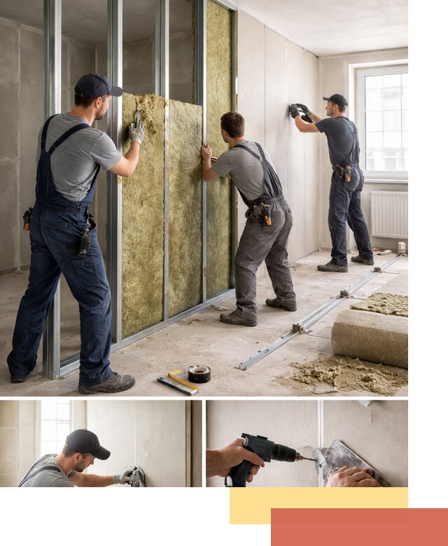 Перегородка из гипсокартона с шумоизоляцией в Туймазах — монтаж под ключ