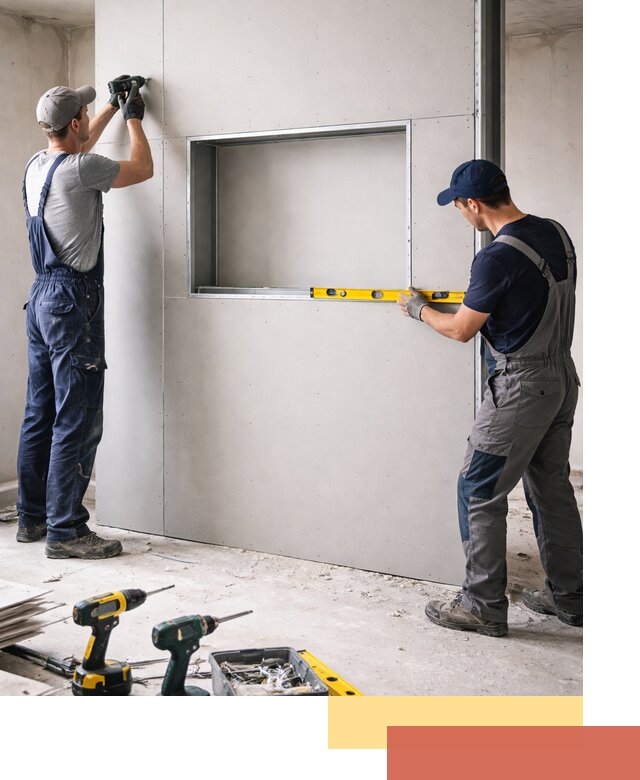 Перегородка из гипсокартона с нишей под декор в Туймазах