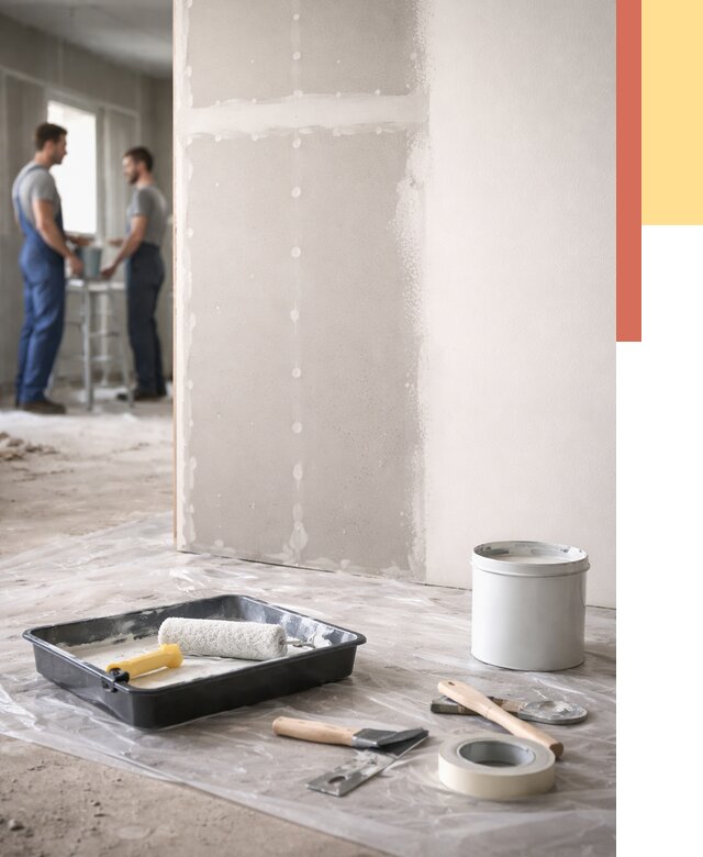 Покраска перегородок из гипсокартона в Туймазах от 4586 руб. под ключ | ОТДЕЛОЧНИК-Тмз