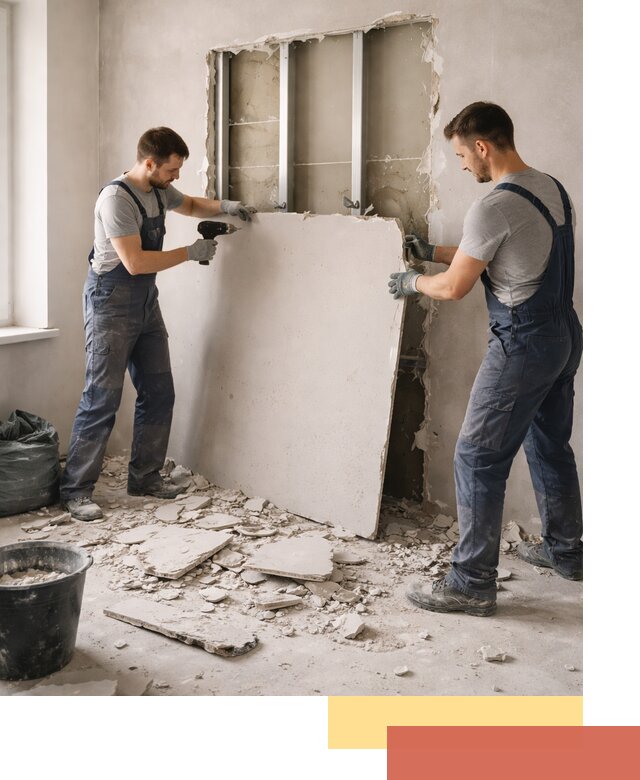 Демонтаж перегородки из гипсокартона в Туймазах быстрый и аккуратный