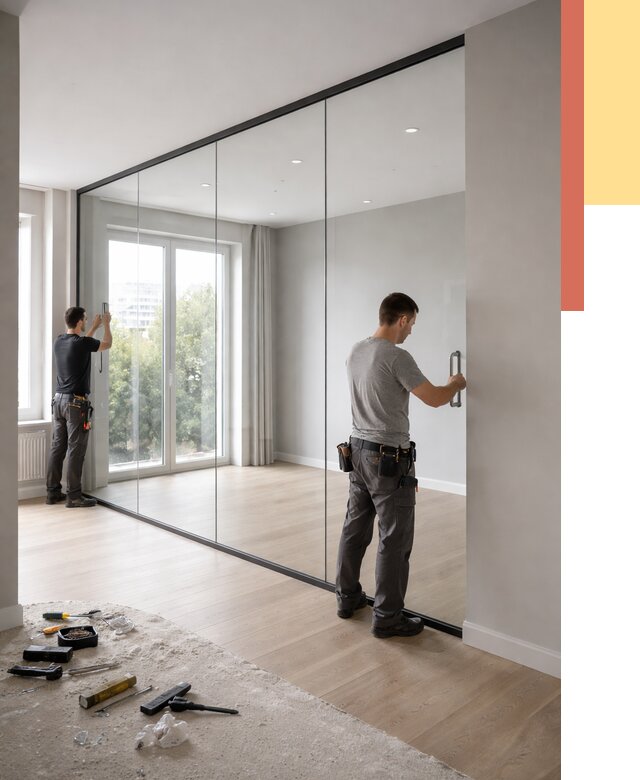 Изготовление стеклянных перегородок в Туймазах от 12585 руб. под ключ | ОТДЕЛОЧНИК-Тмз