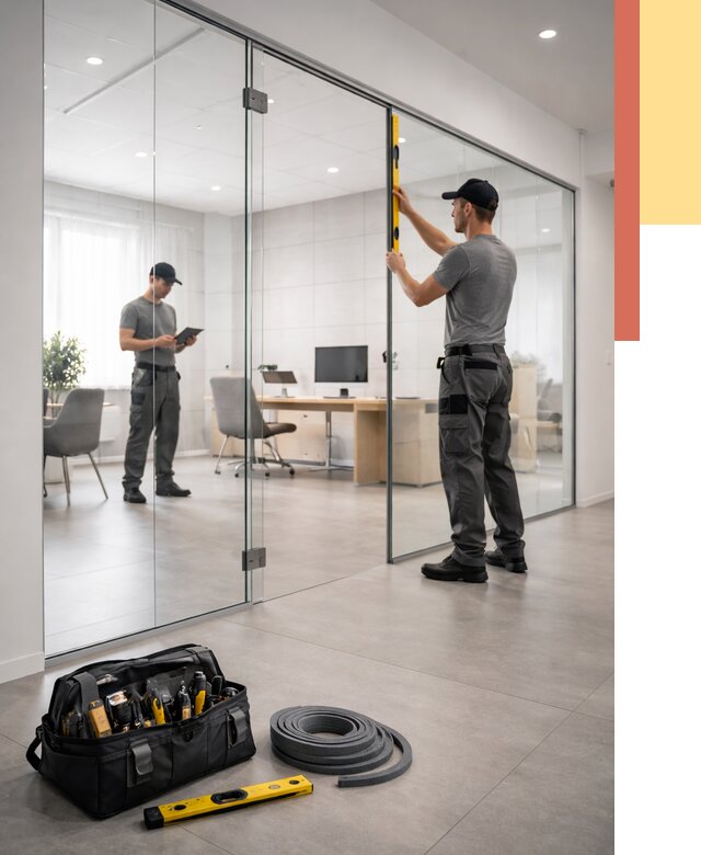 Цельностеклянные перегородки под ключ в Туймазах от 9681 руб. — монтаж и цены | ОТДЕЛОЧНИК-Тмз