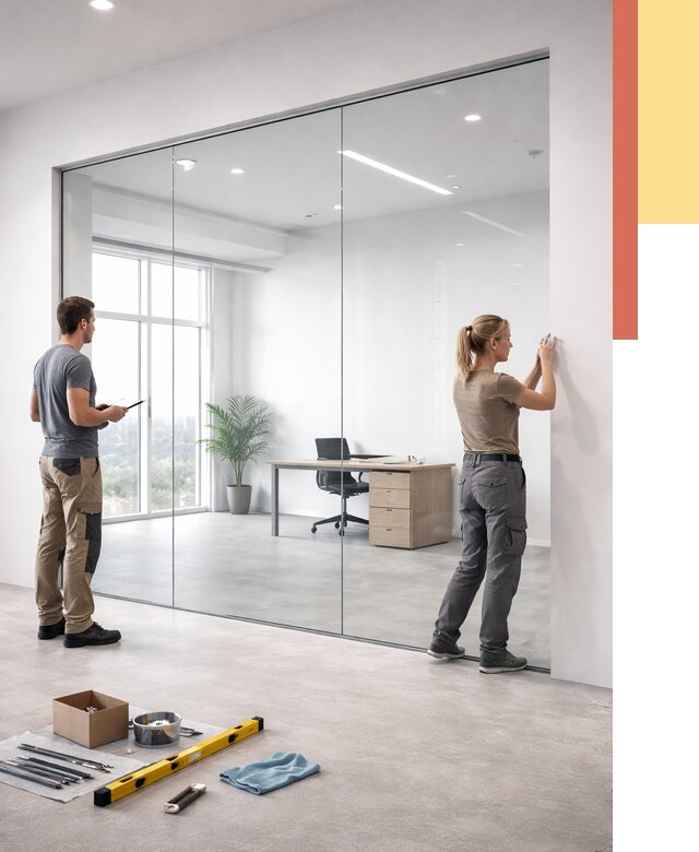 Перегородки из закаленного стекла в Туймазах от 9681 руб. под ключ | ОТДЕЛОЧНИК-Тмз