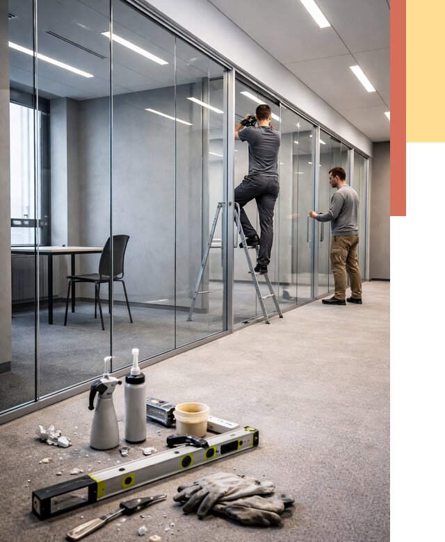 Стеклянные офисные перегородки в Туймазах от 8662 руб. — монтаж и установка | ОТДЕЛОЧНИК-Тмз