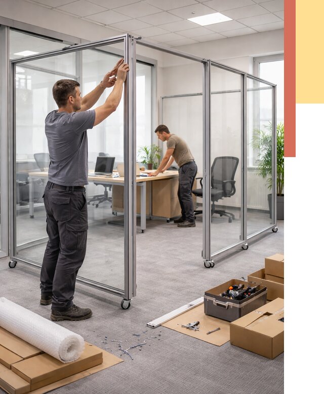 Мобильные офисные перегородки в Туймазах от 12738 руб. — установка под ключ | ОТДЕЛОЧНИК-Тмз