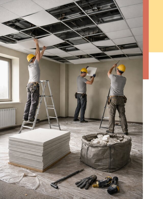 Демонтаж потолка Армстронг в Туймазах от 4586 руб. быстро и недорого | ОТДЕЛОЧНИК-Тмз