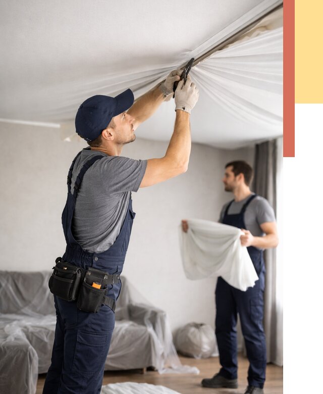 Демонтаж натяжного потолка в Туймазах от 4586 руб. — снятие и разбор под ключ | ОТДЕЛОЧНИК-Тмз