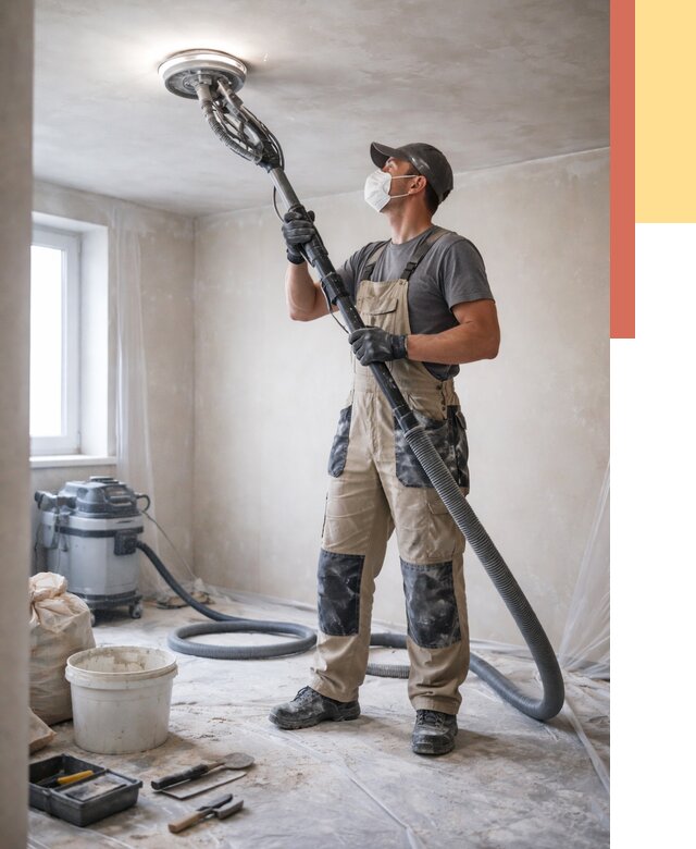 Шлифовка потолка в Туймазах от 3567 руб. — услуги шлифования потолка | ОТДЕЛОЧНИК-Тмз