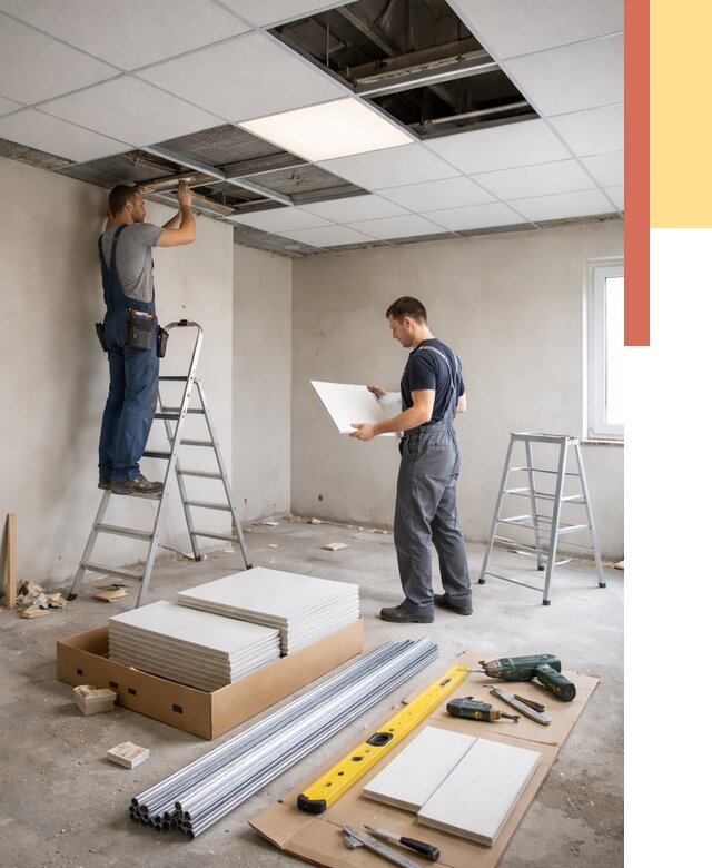 Монтаж потолка армстронг в Туймазах от 4586 руб/м2 — быстрая установка под ключ | ОТДЕЛОЧНИК-Тмз