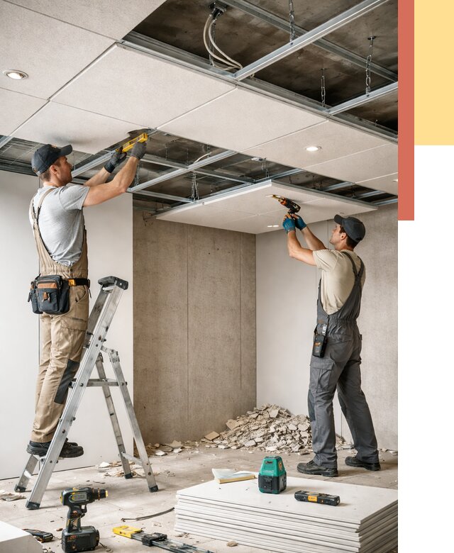 Монтаж акустического потолка в Туймазах от 6624 руб/м2 — быстро и недорого | ОТДЕЛОЧНИК-Тмз