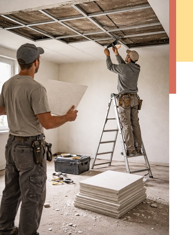 Замена плит подвесного потолка в Туймазах от 1783 руб. быстро и недорого | ОТДЕЛОЧНИК-Тмз