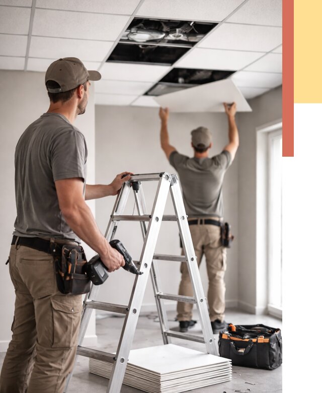 Обслуживание подвесного потолка в Туймазах от 3567 руб. — быстро и недорого | ОТДЕЛОЧНИК-Тмз