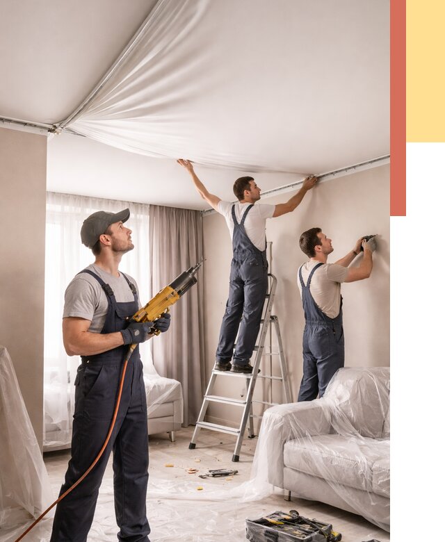 Установка натяжного потолка в Туймазах от 4586 руб. | Быстро и недорого — ОТДЕЛОЧНИК-Тмз