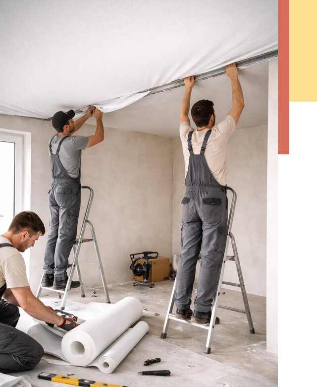 Монтаж тканевого натяжного потолка в Туймазах от 3567 руб. под ключ | ОТДЕЛОЧНИК-Тмз