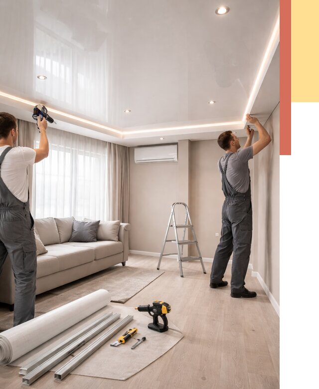 Монтаж глянцевого натяжного потолка в Туймазах от 764 руб. под ключ | ОТДЕЛОЧНИК-Тмз