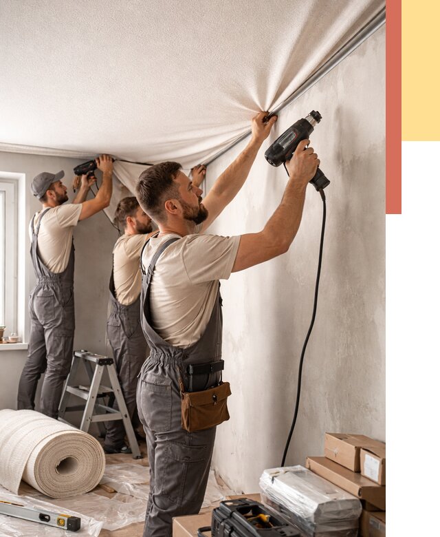 Монтаж фактурного натяжного потолка в Туймазах от 764 руб. — ОТДЕЛОЧНИК-Тмз