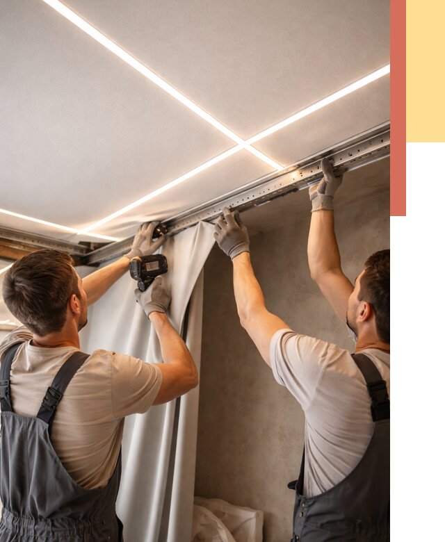 Монтаж натяжного потолка со световыми линиями в Туймазах от 1223 руб. | ОТДЕЛОЧНИК-Тмз