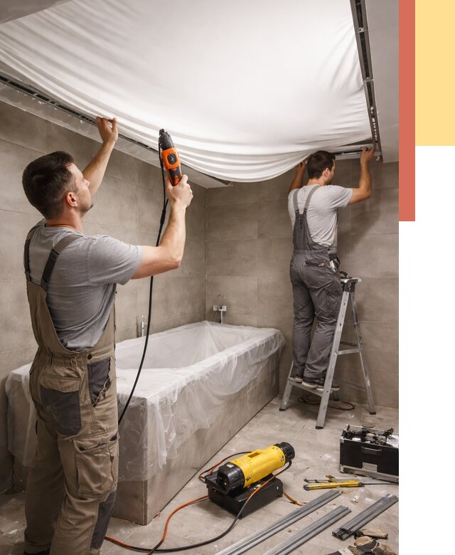 Монтаж натяжного потолка в ванной в Туймазах от 1223 руб. под ключ | ОТДЕЛОЧНИК-Тмз