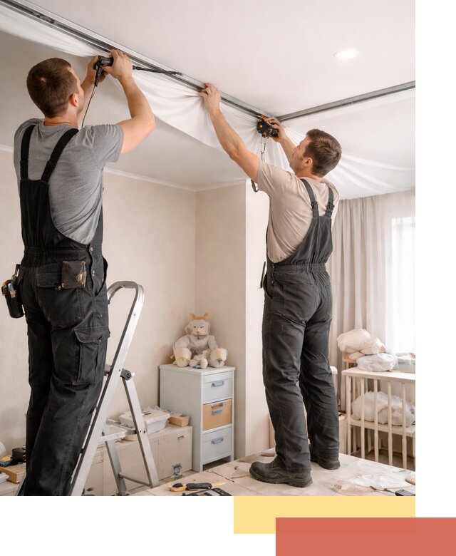 Монтаж натяжного потолка в детской комнате в Туймазах