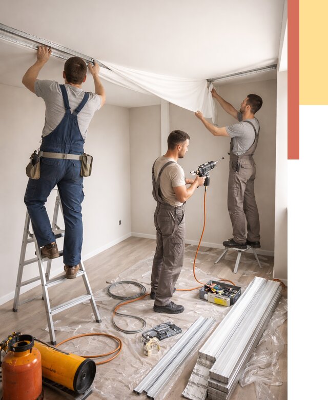 Монтаж натяжного потолка в студии в Туймазах от 5605 руб. — быстро и недорого | ОТДЕЛОЧНИК-Тмз