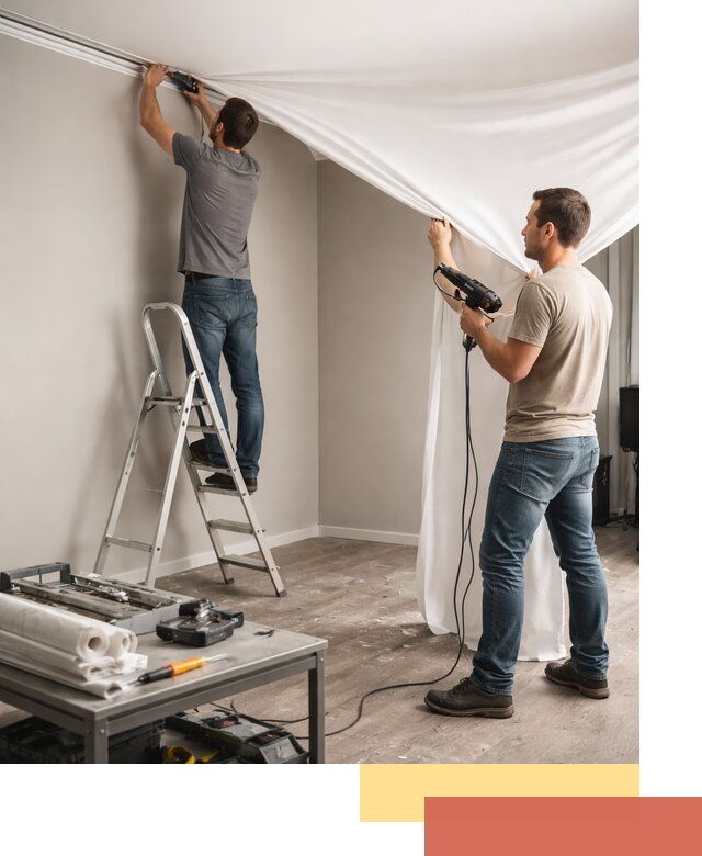 Монтаж натяжного потолка в студии в Туймазах